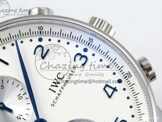 MIROTIME 0422 Casual Portuguese Chrono IW3716 Z+F 1:1 Best Edition White Dial on Blue Rubber Strap A 7016